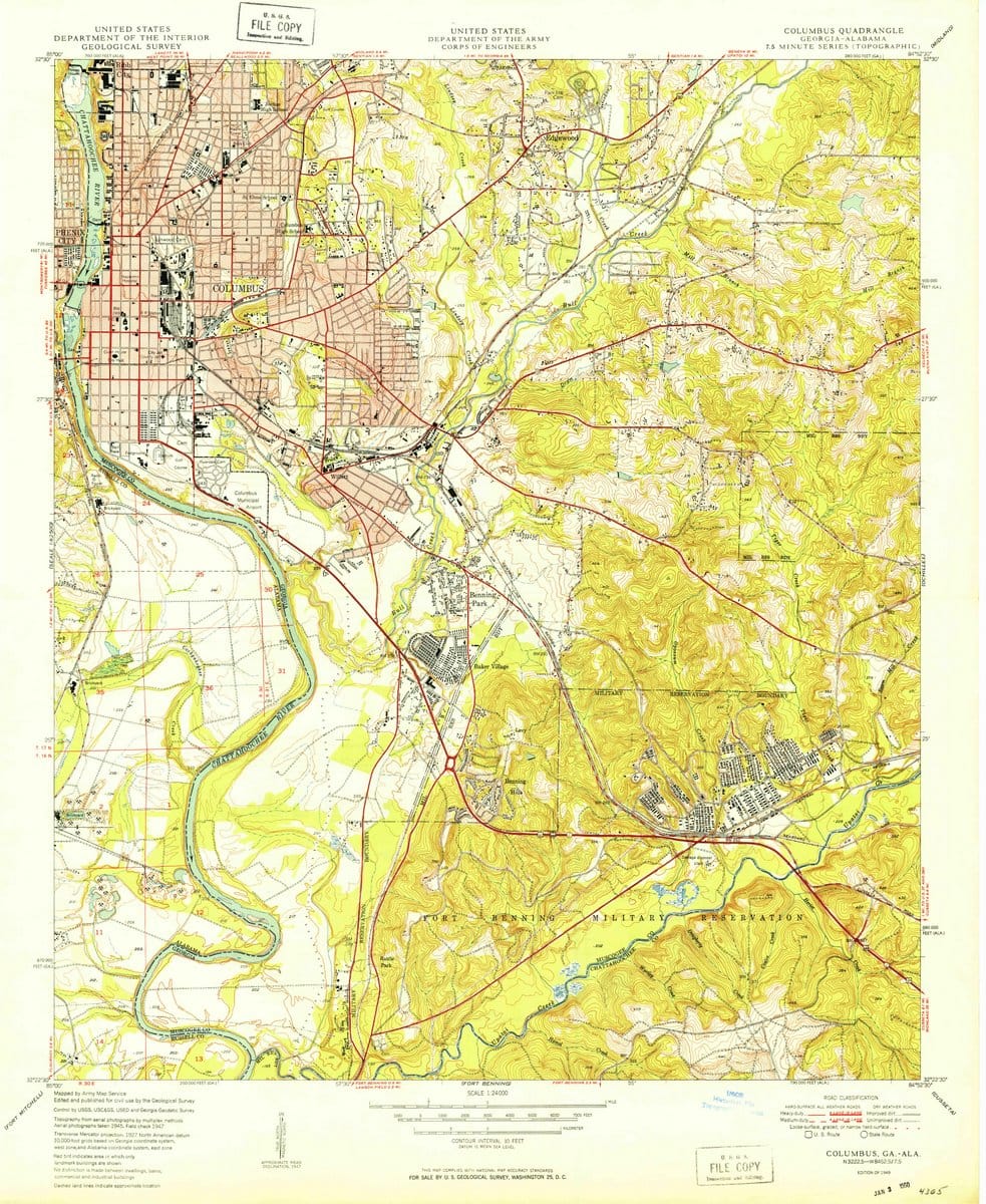 1949 Columbus, GA  - Georgia - USGS Topographic Map
