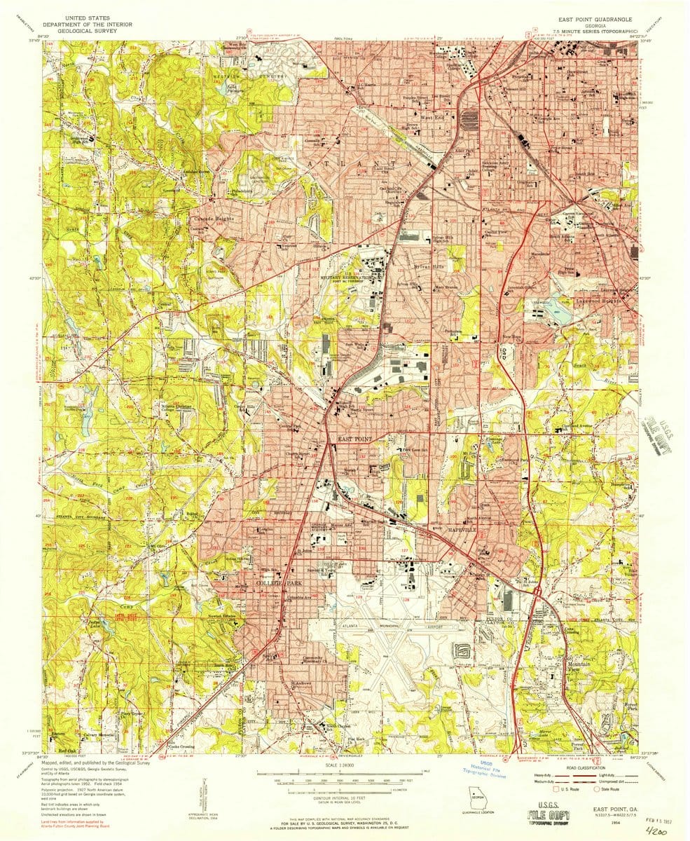 1954 East Point, GA  - Georgia - USGS Topographic Map