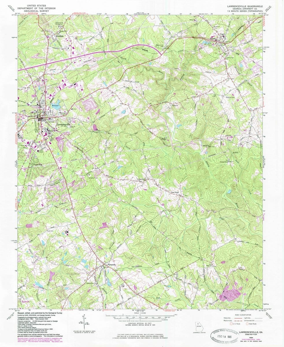 1964 Lawrenceville, GA  - Georgia - USGS Topographic Map