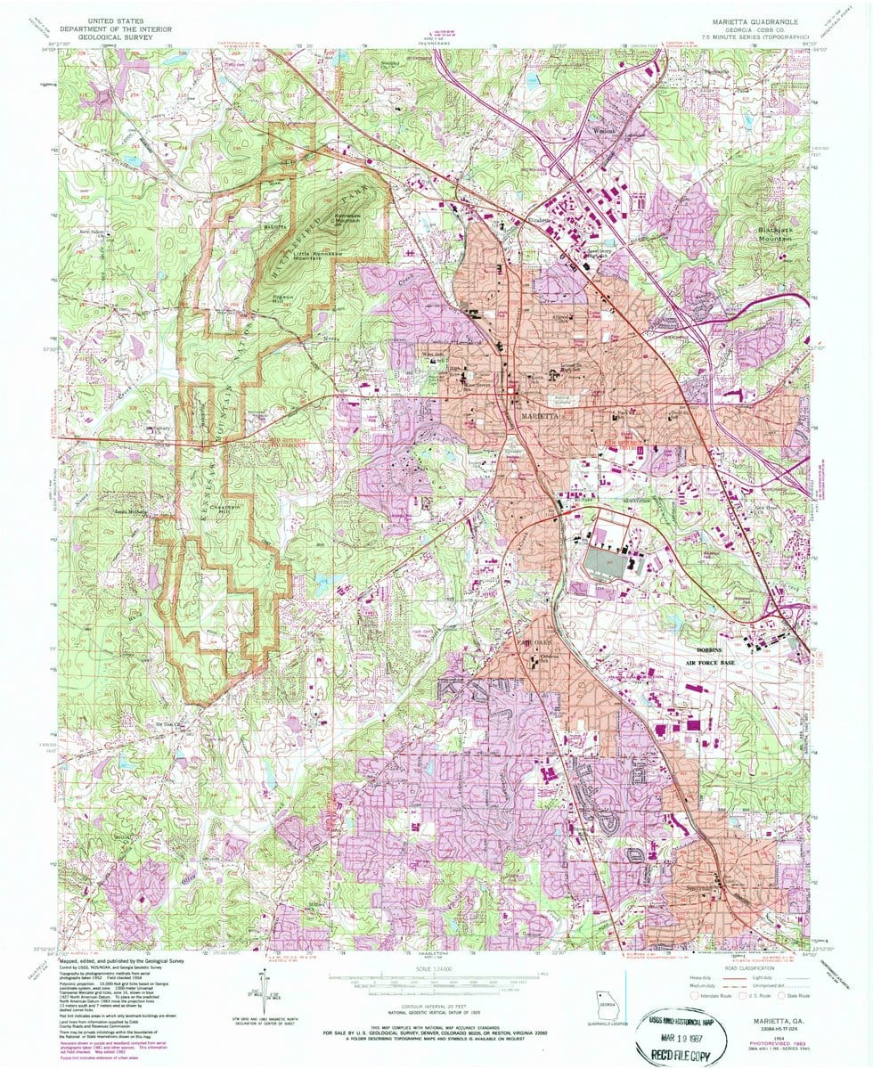 1954 Marietta, GA  - Georgia - USGS Topographic Map