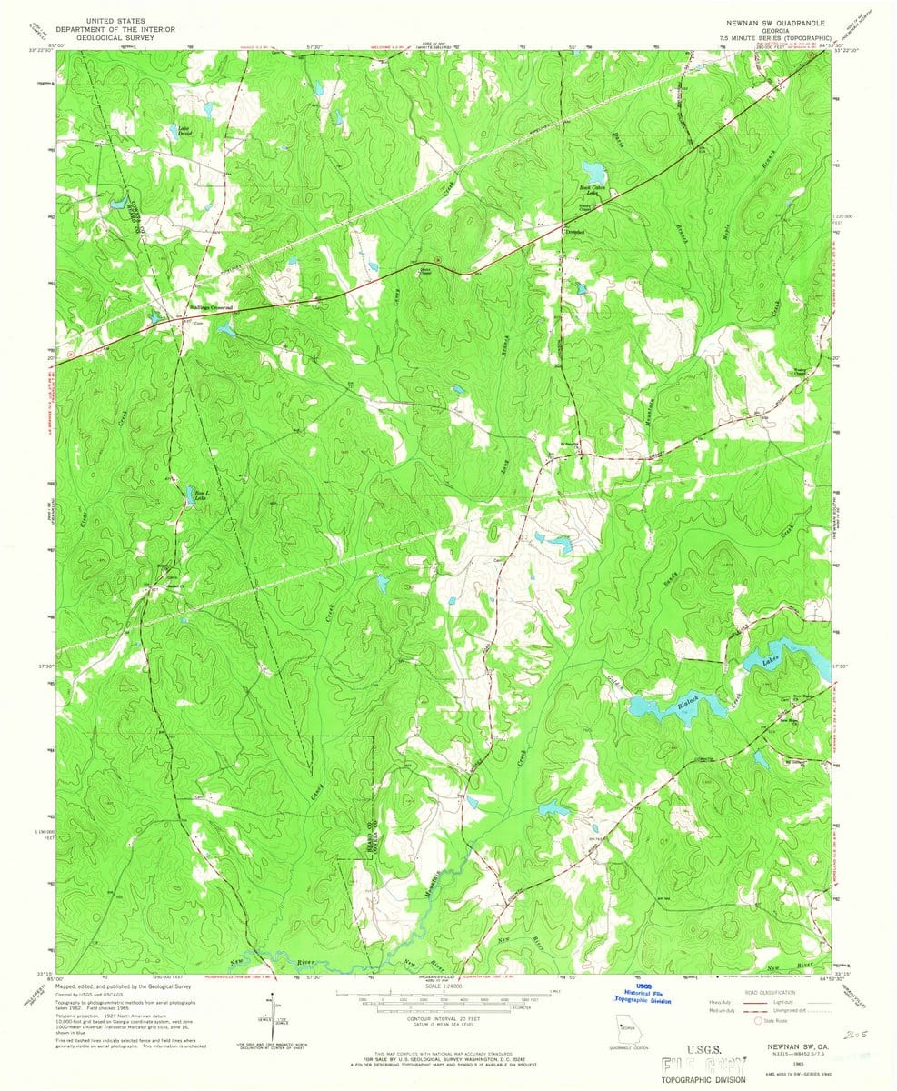 1965 Newnan, GA  - Georgia - USGS Topographic Map