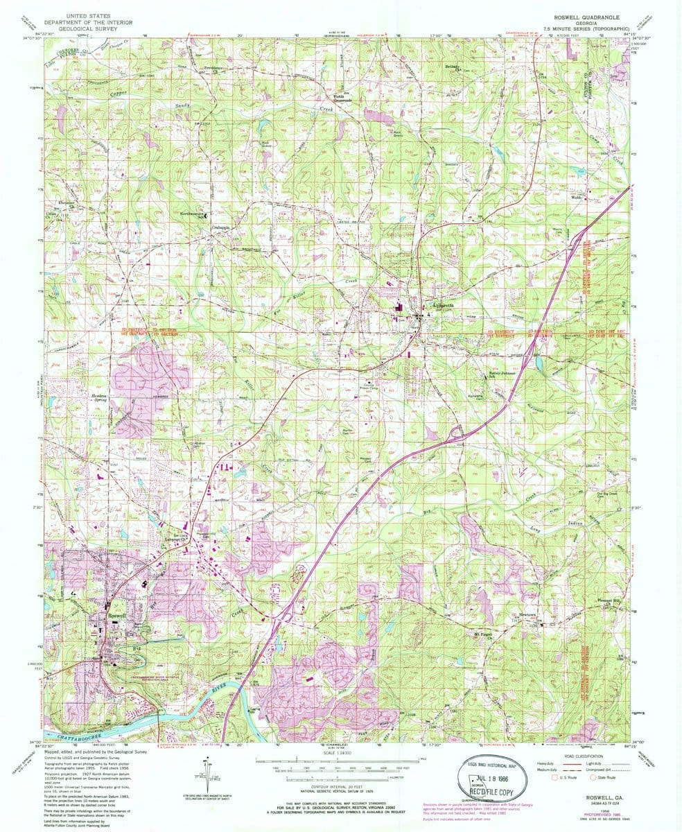 1956 Roswell, GA  - Georgia - USGS Topographic Map