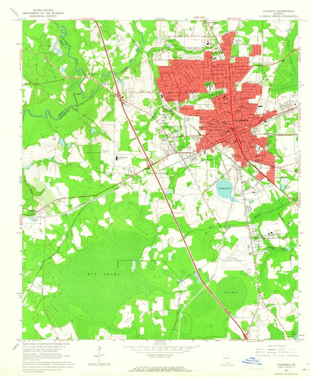 1961 Valdosta, GA  - Georgia - USGS Topographic Map