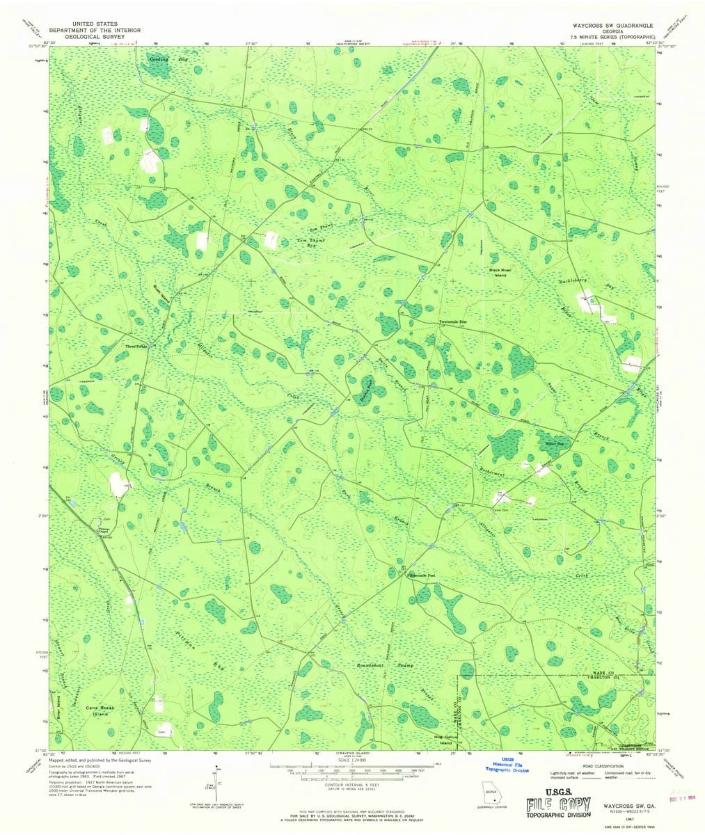 1967 Waycross SW, GA  - Georgia - USGS Topographic Map