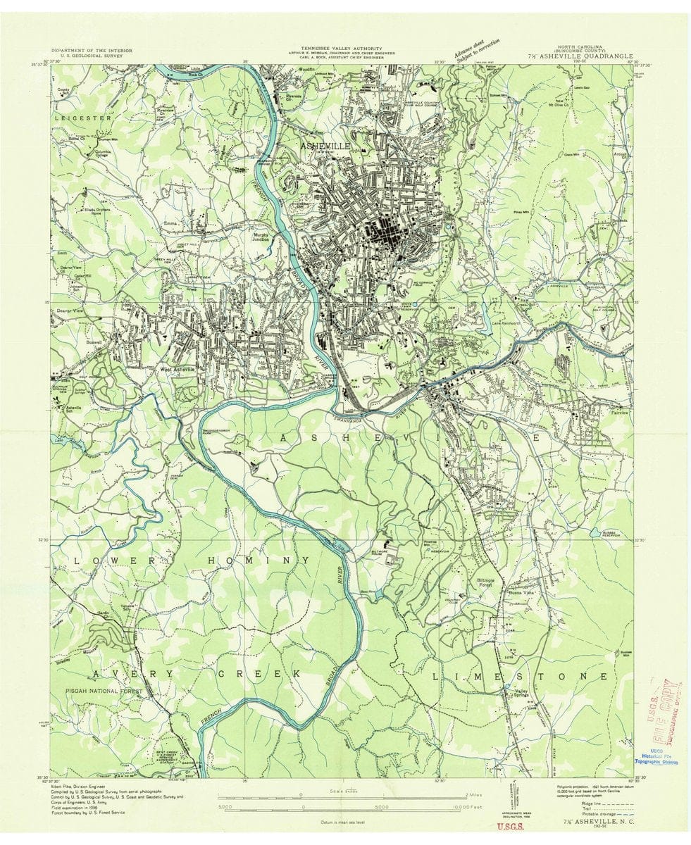 1936 Asheville, NC  - North Carolina - USGS Topographic Map