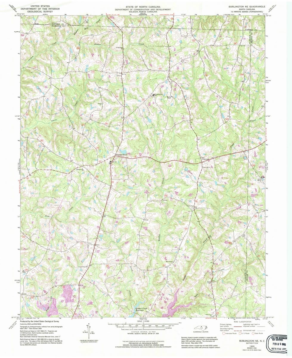 1969 Burlington, NC  - North Carolina - USGS Topographic Map