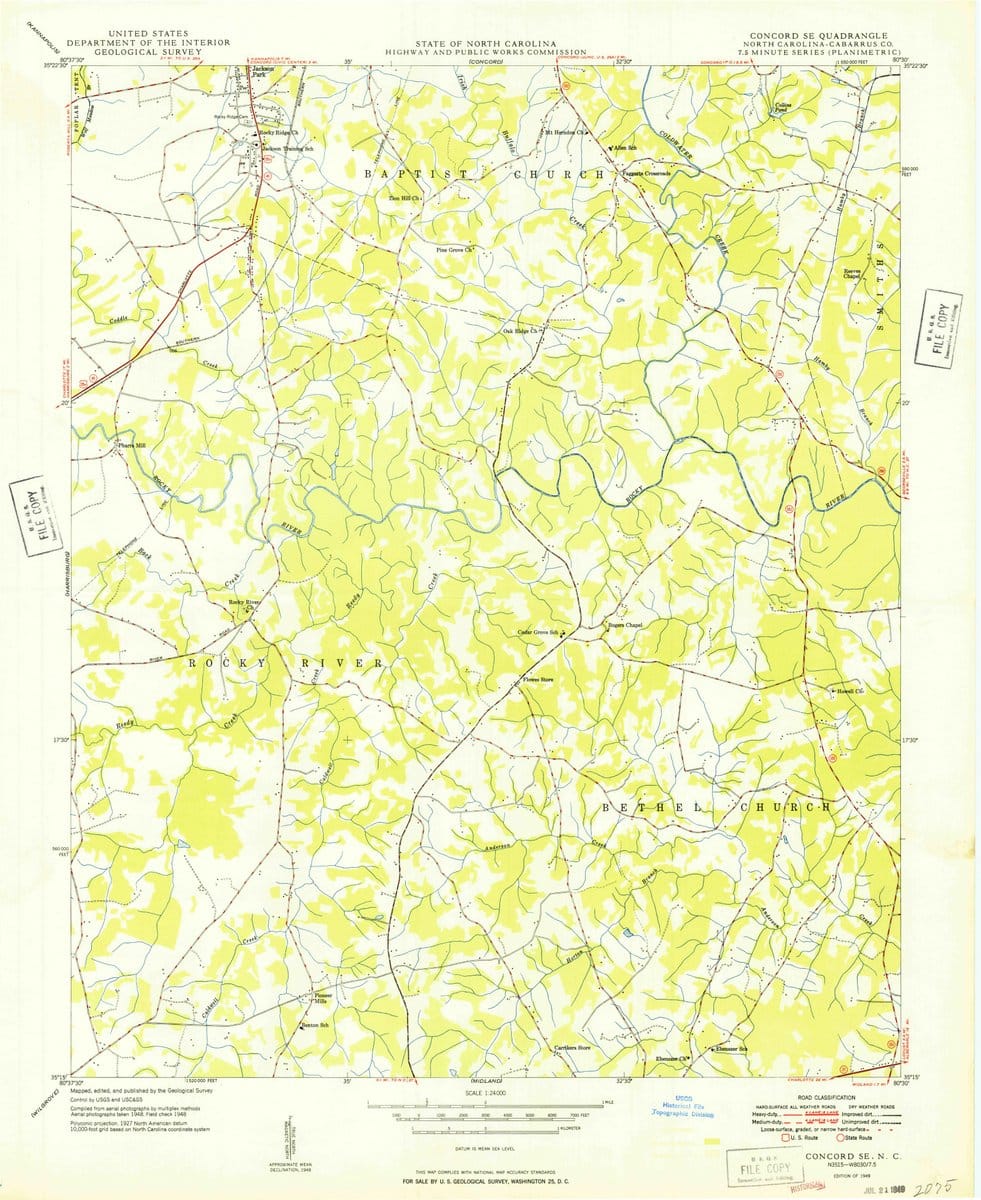 1949 Concord SE, NC  - North Carolina - USGS Topographic Map
