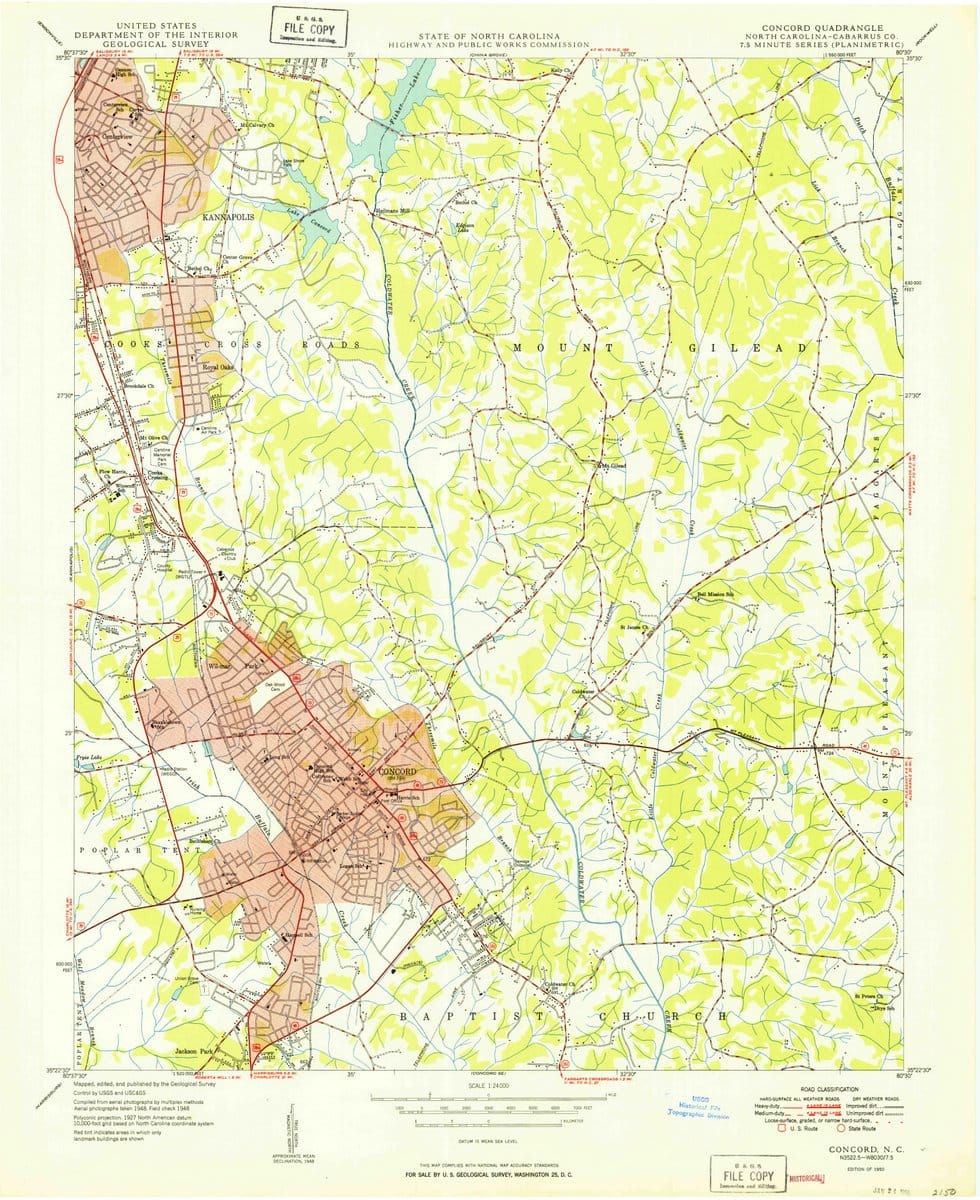 1950 Concord, NC  - North Carolina - USGS Topographic Map