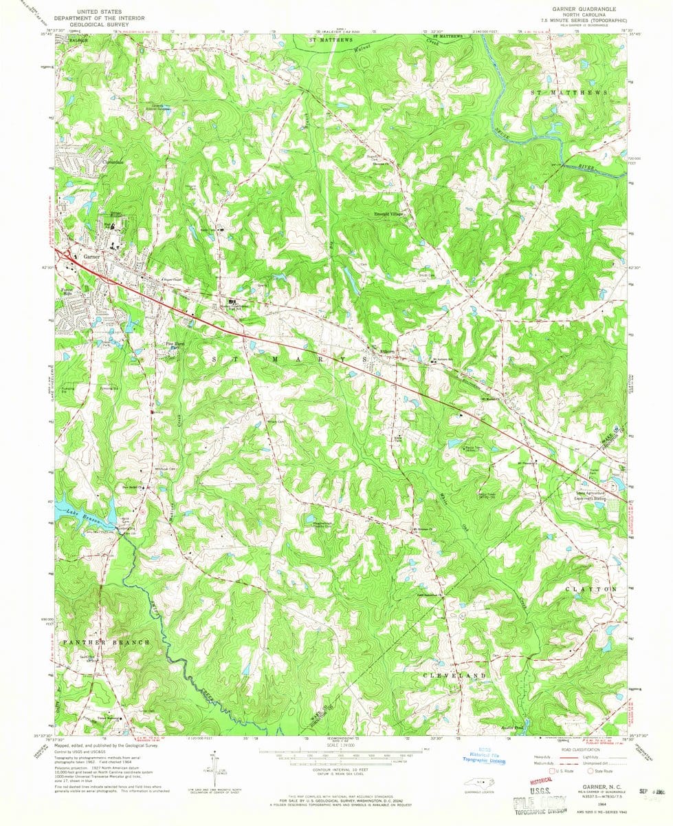 1964 Garner, NC  - North Carolina - USGS Topographic Map