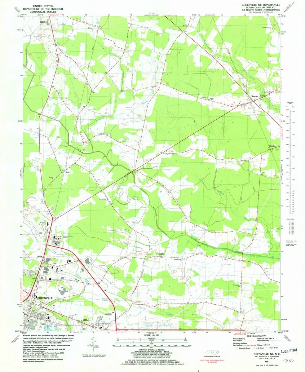 1981 Greenville NE, NC  - North Carolina - USGS Topographic Map