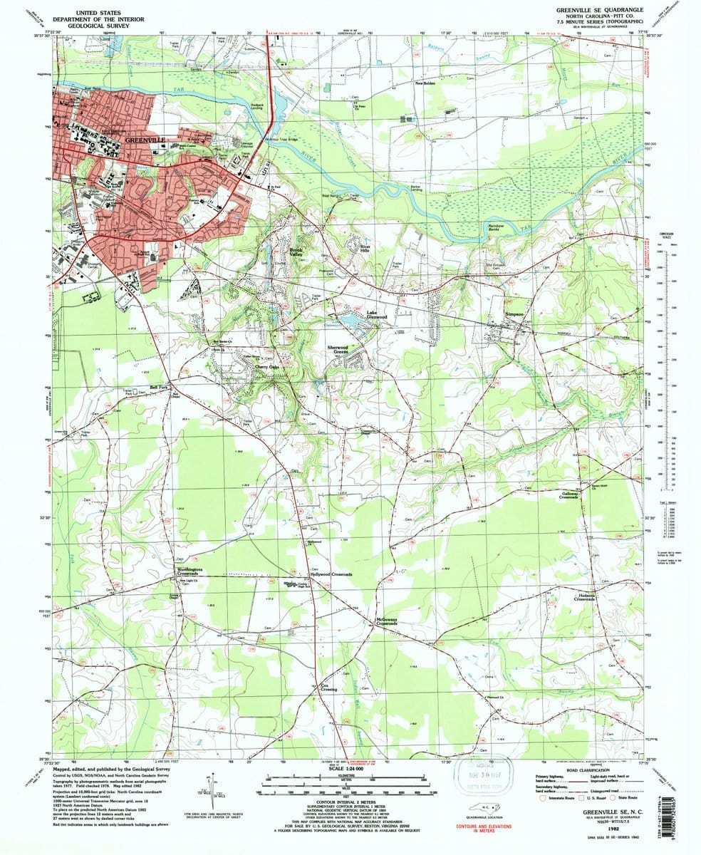 1982 Greenville SE, NC  - North Carolina - USGS Topographic Map