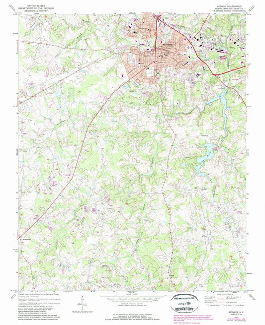 1971 Monroe, NC  - North Carolina - USGS Topographic Map
