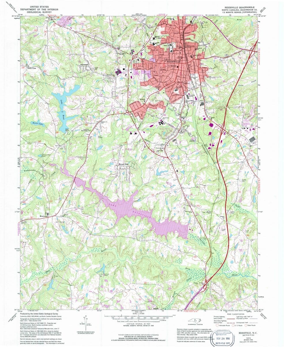 1972 Reidsville, NC  - North Carolina - USGS Topographic Map