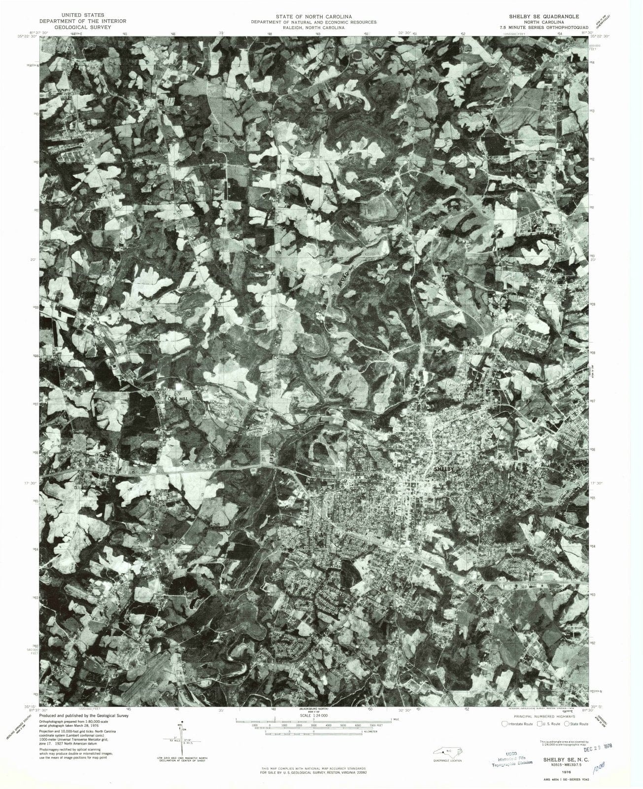 1976 Shelby SE, NC  - North Carolina - USGS Topographic Map