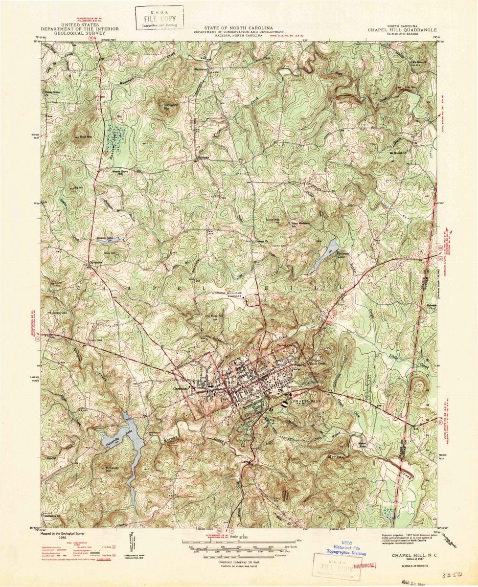 1947 Chapel Hill, NC  - North Carolina - USGS Topographic Map