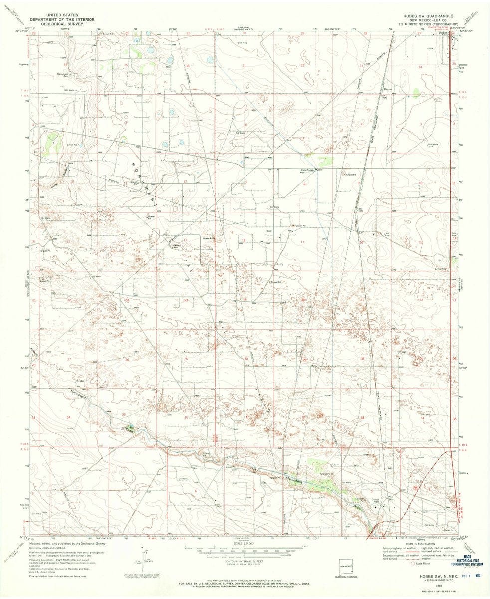 1969 Hobbs, NM  - New Mexico - USGS Topographic Map