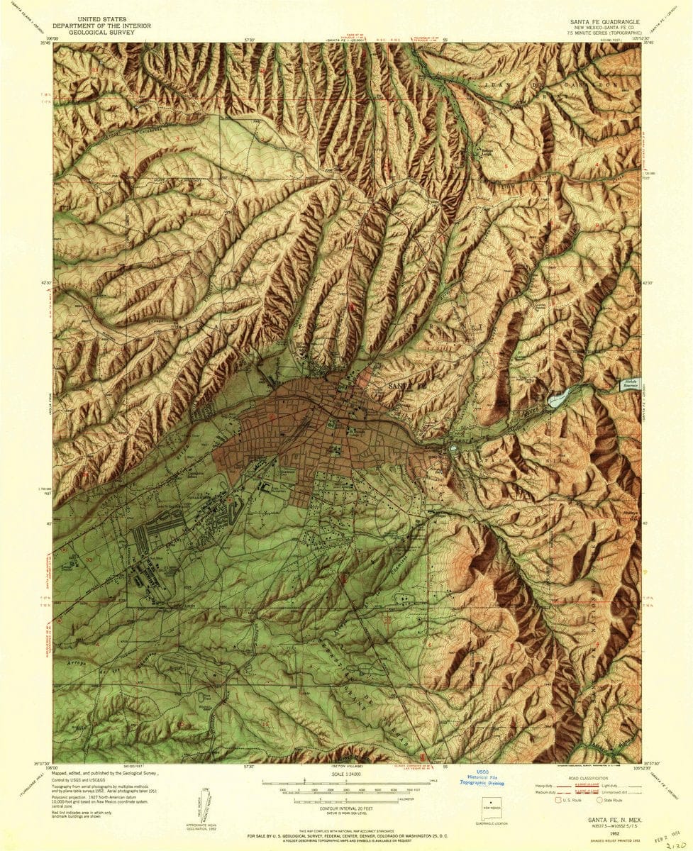 1952 Santa Fe, NM  - New Mexico - USGS Topographic Map