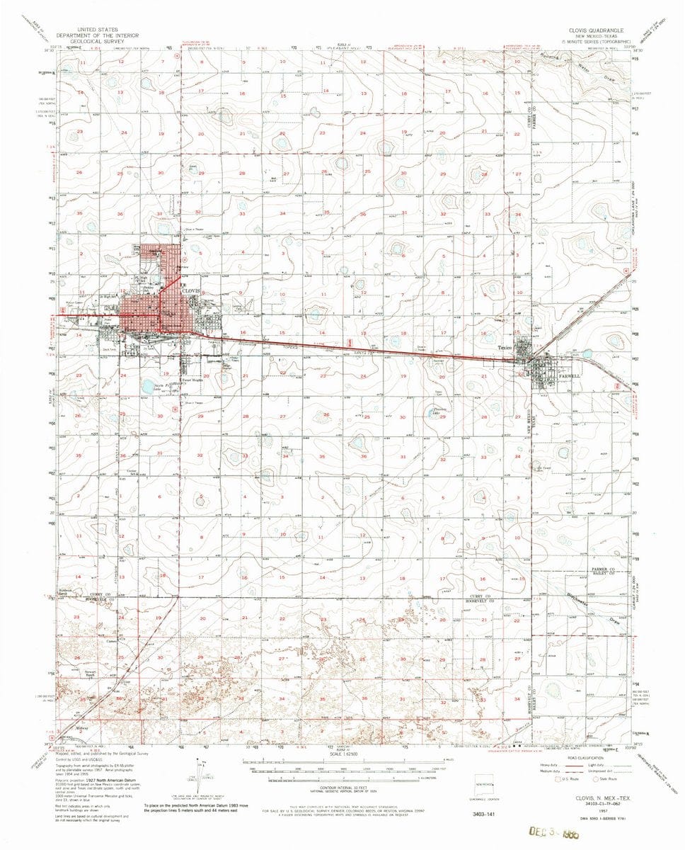 1957 Clovis, NM  - New Mexico - USGS Topographic Map
