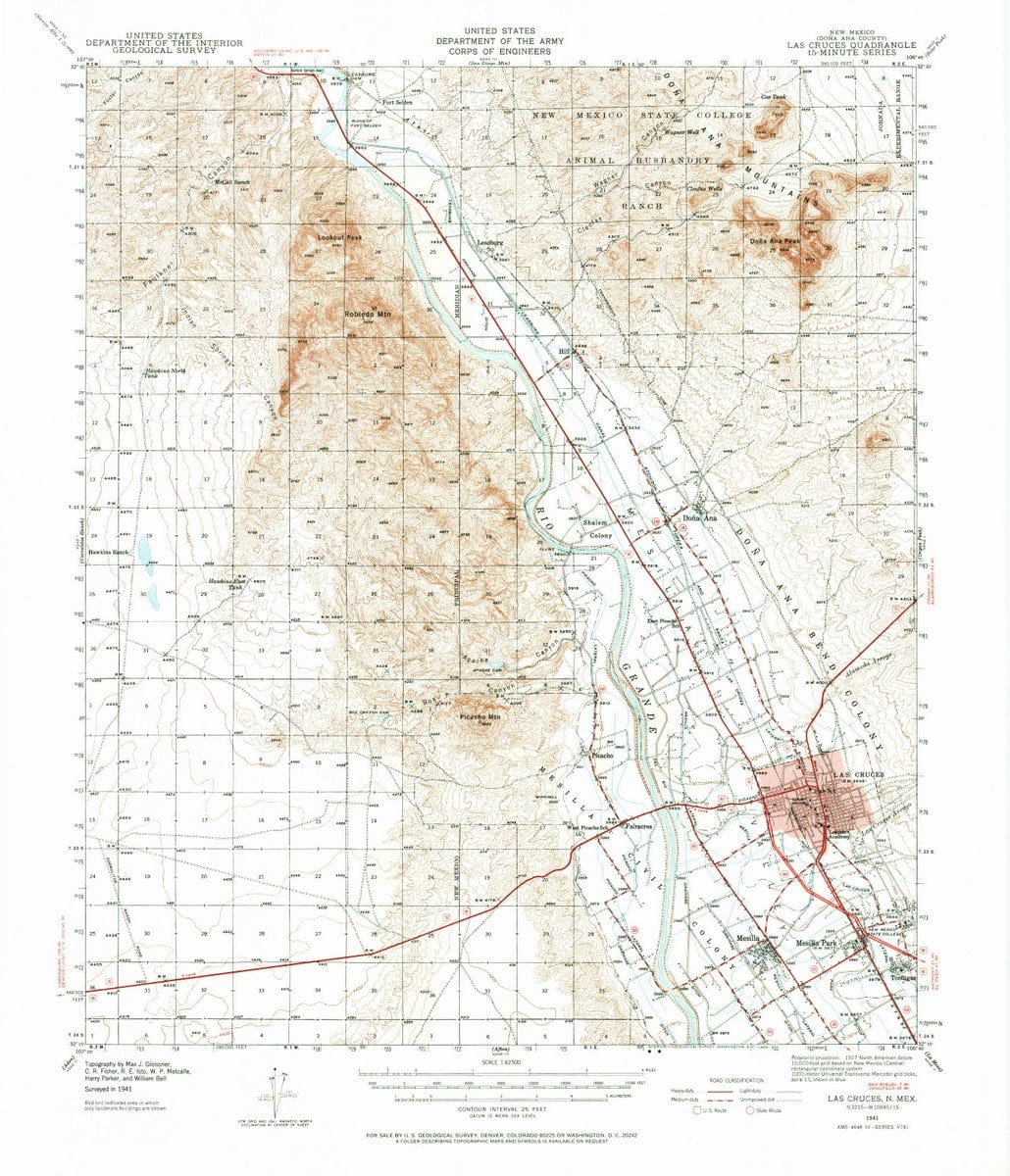 1941 Las Cruces, NM  - New Mexico - USGS Topographic Map