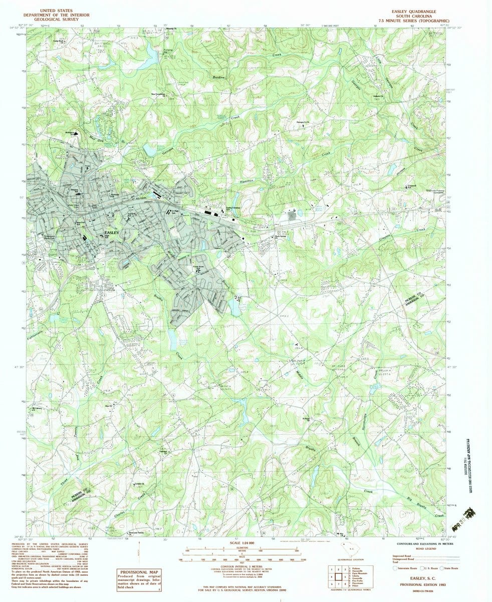 1983 Easley, SC  - South Carolina - USGS Topographic Map