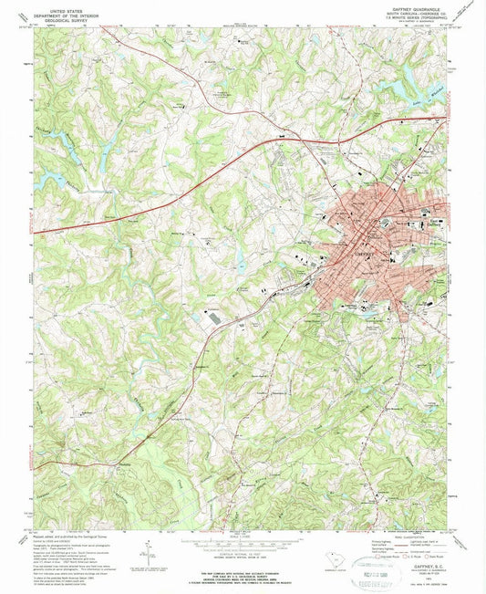 1971 Gaffney, SC  - South Carolina - USGS Topographic Map