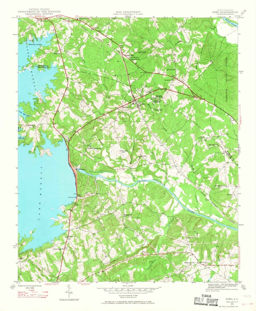 1946 Irmo, SC  - South Carolina - USGS Topographic Map