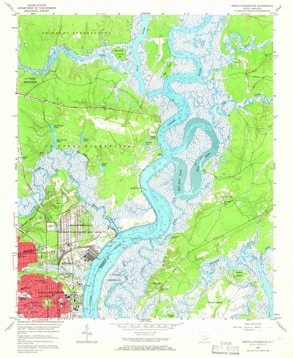 1958 North Charleston, SC  - South Carolina - USGS Topographic Map