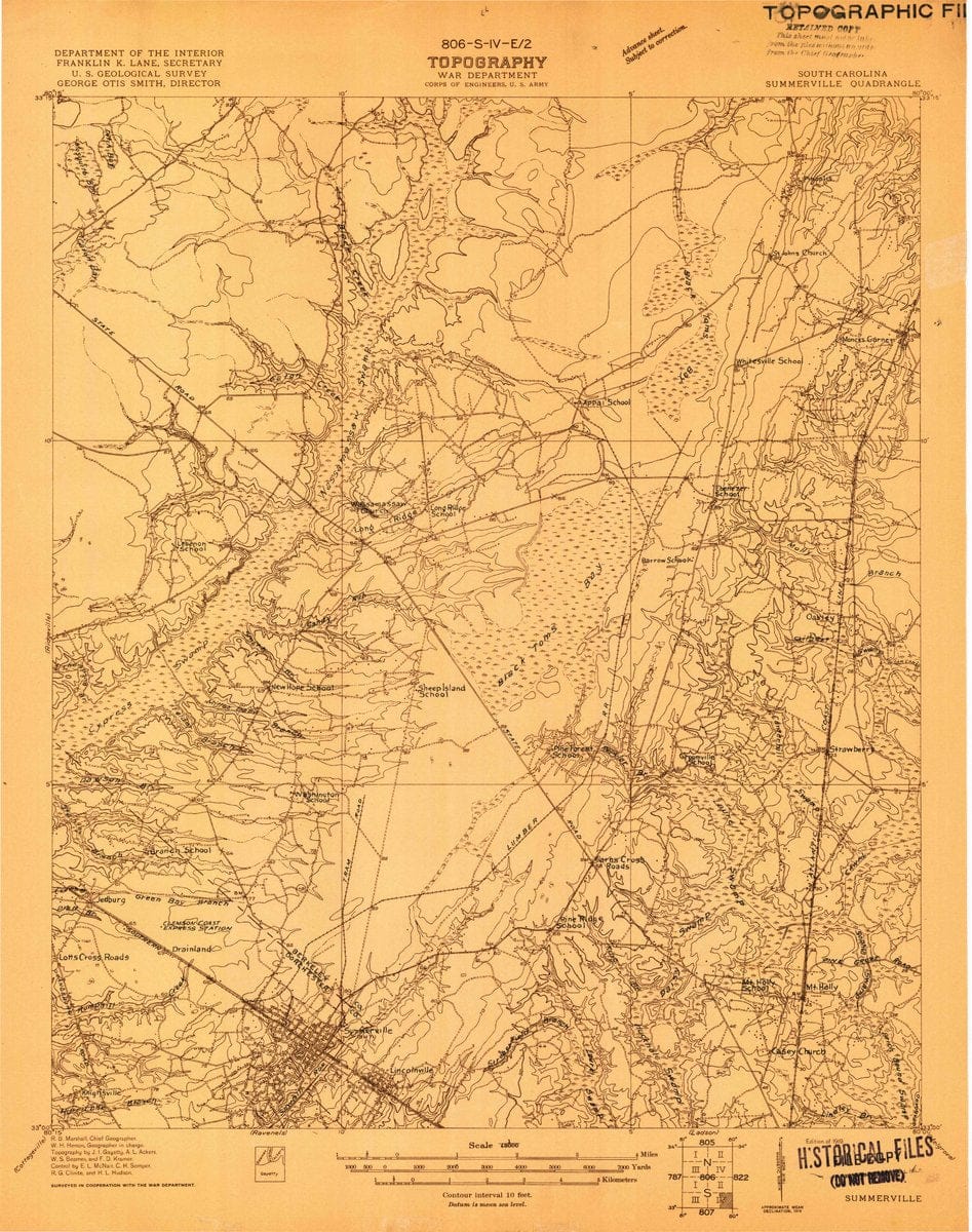 1919 Summerville, SC  - South Carolina - USGS Topographic Map