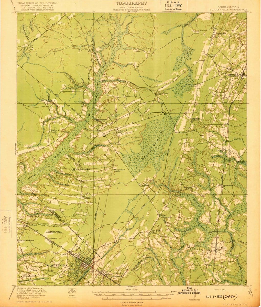 1920 Summerville, SC  - South Carolina - USGS Topographic Map