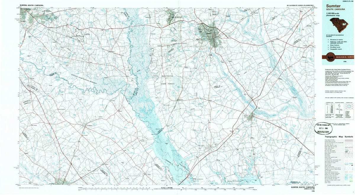 1986 Sumter, SC  - South Carolina - USGS Topographic Map