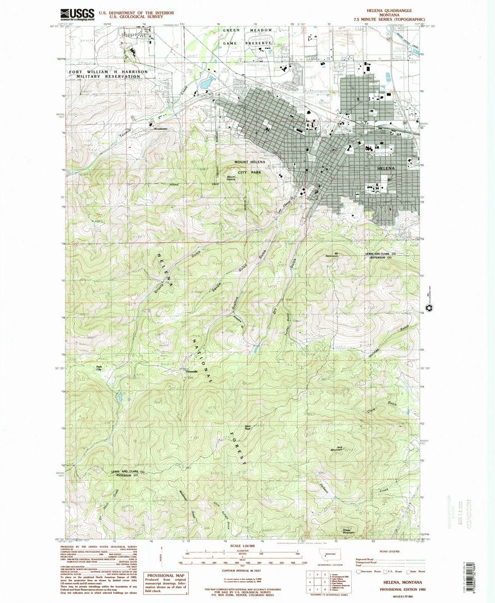 1985 Helena, MT  - Montana - USGS Topographic Map