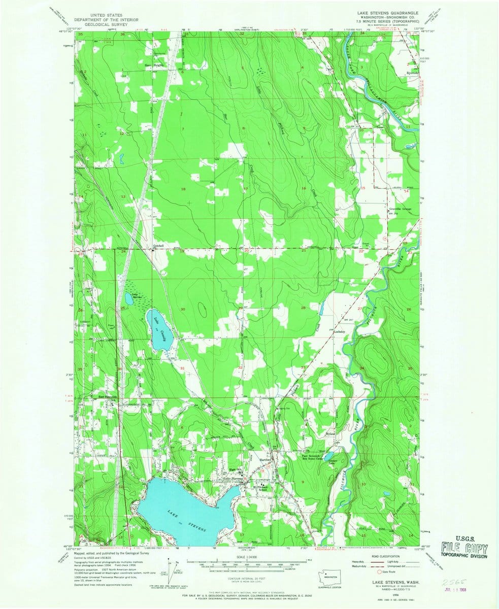 1956 Lake Stevens, WA  - Washington - USGS Topographic Map