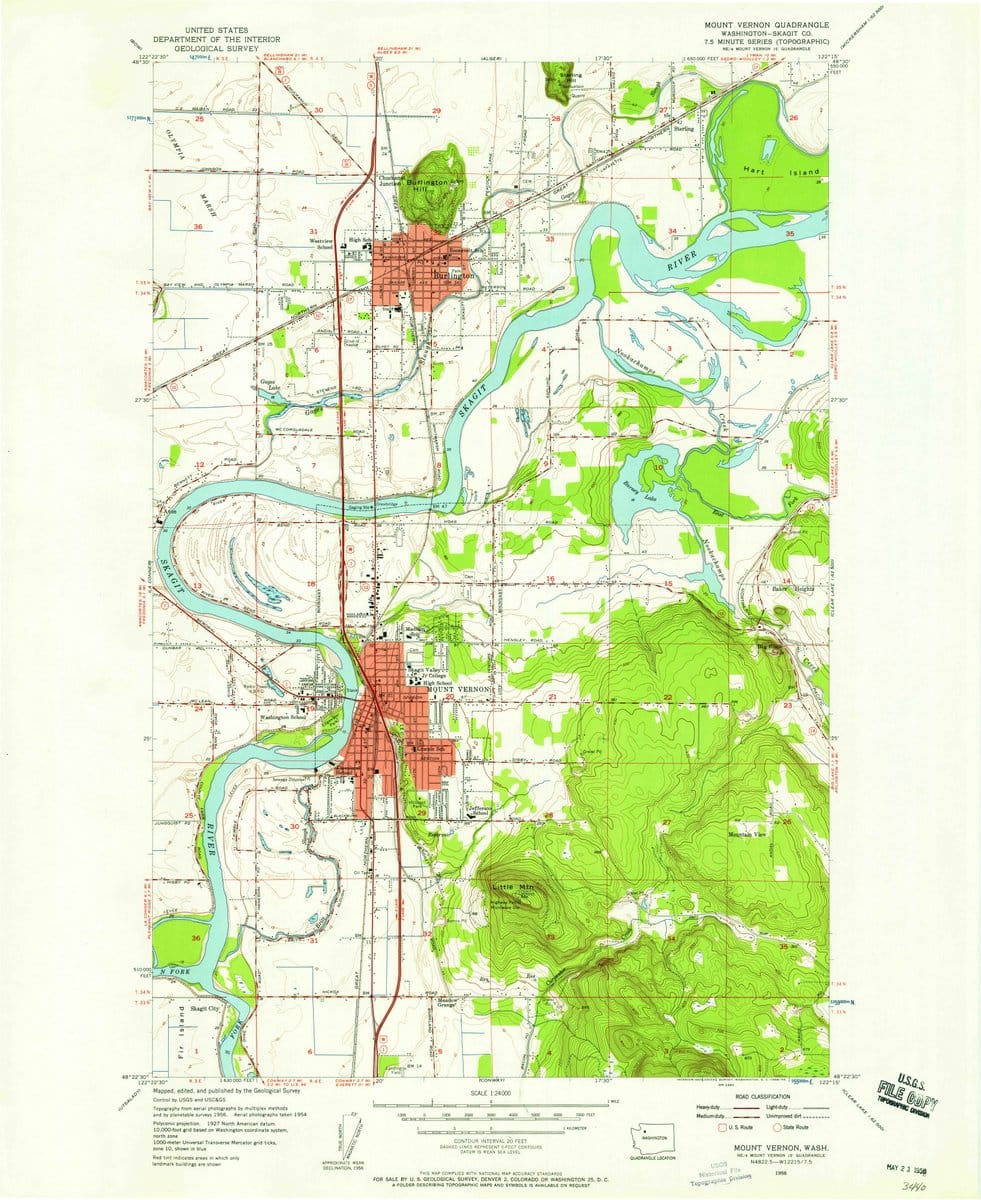 1956 Mount Vernon, WA  - Washington - USGS Topographic Map