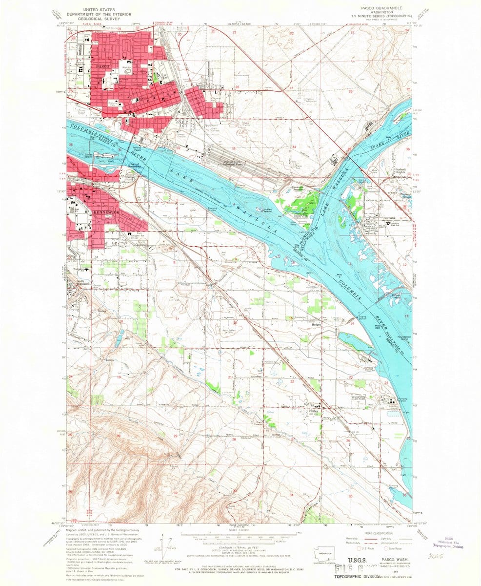 1964 Pasco, WA  - Washington - USGS Topographic Map