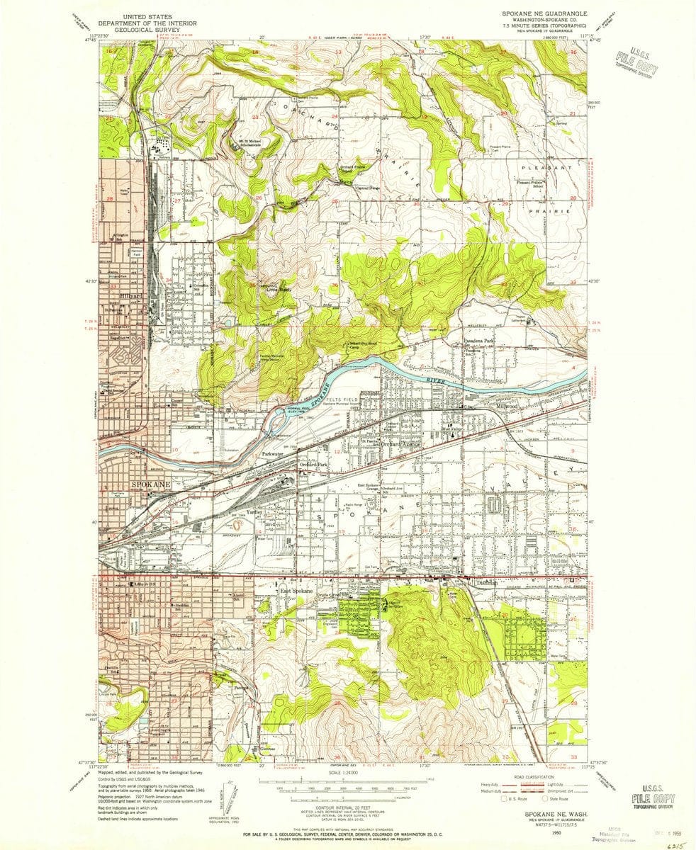 1950 Spokane NE, WA  - Washington - USGS Topographic Map