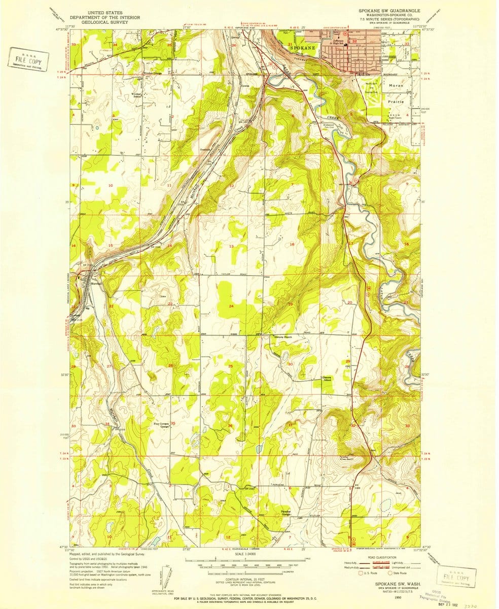 1950 Spokane SW, WA  - Washington - USGS Topographic Map