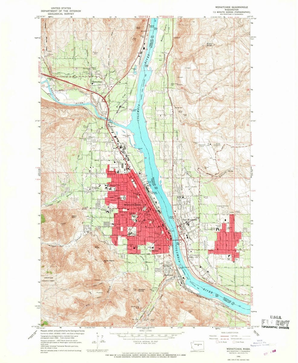 1966 Wenatchee, WA  - Washington - USGS Topographic Map