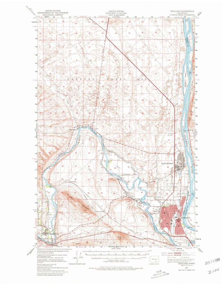 1951 Richland, WA  - Washington - USGS Topographic Map