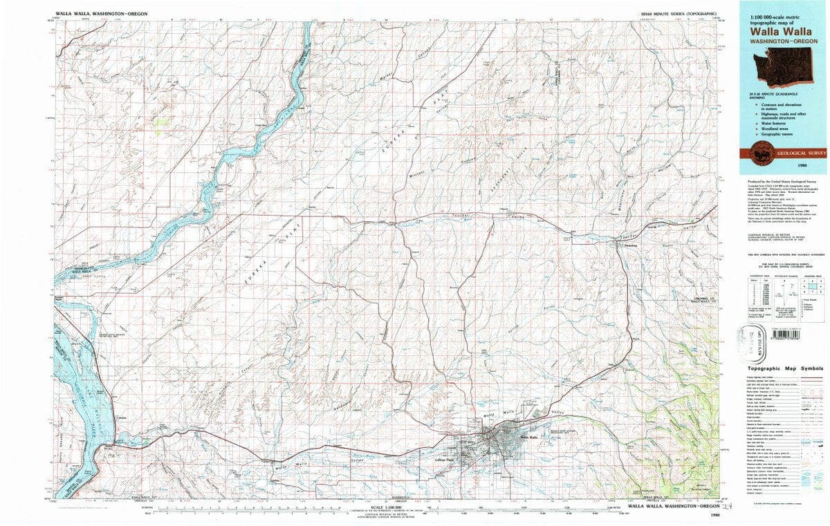 1980 Walla Walla, WA  - Washington - USGS Topographic Map