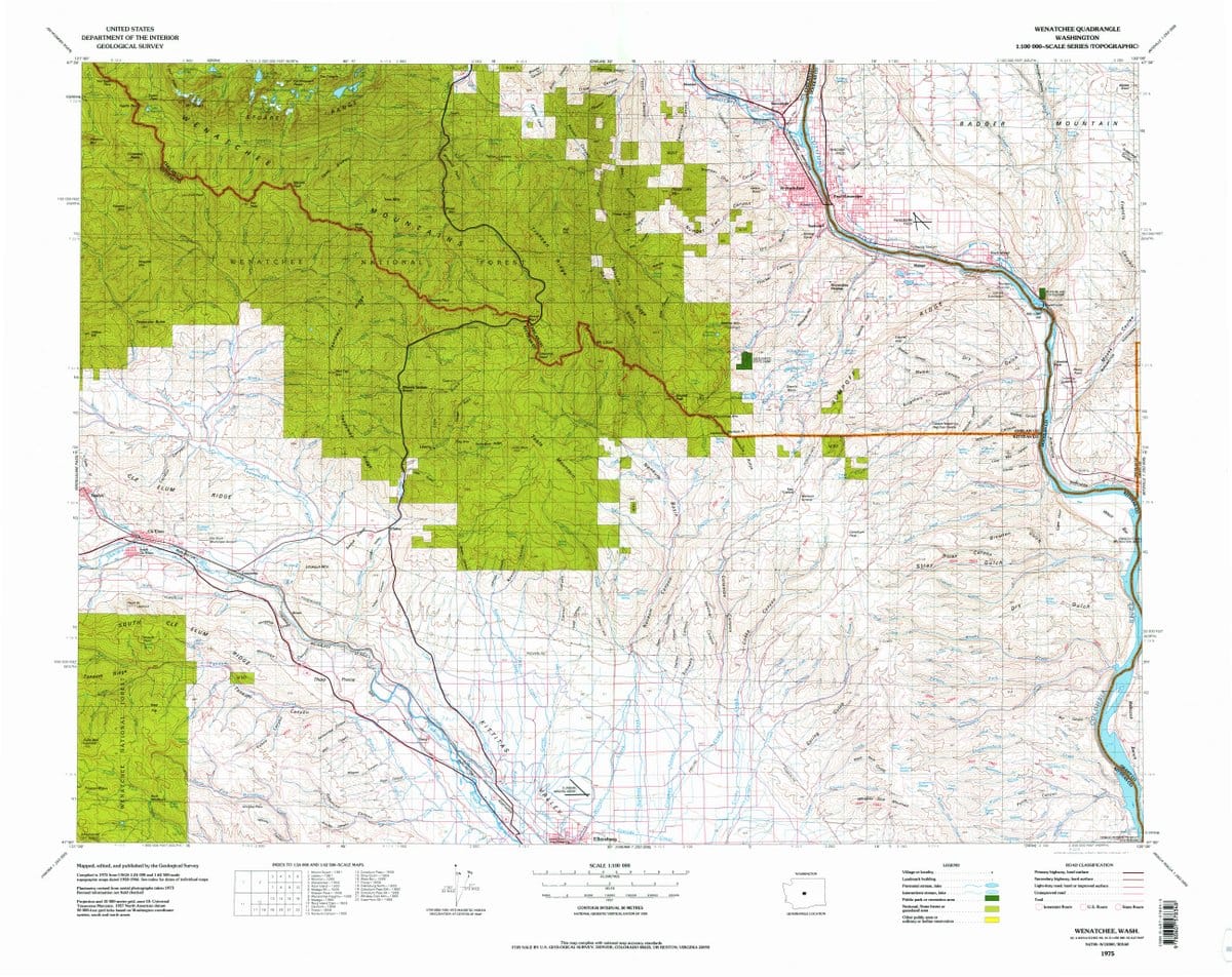 1975 Wenatchee, WA  - Washington - USGS Topographic Map
