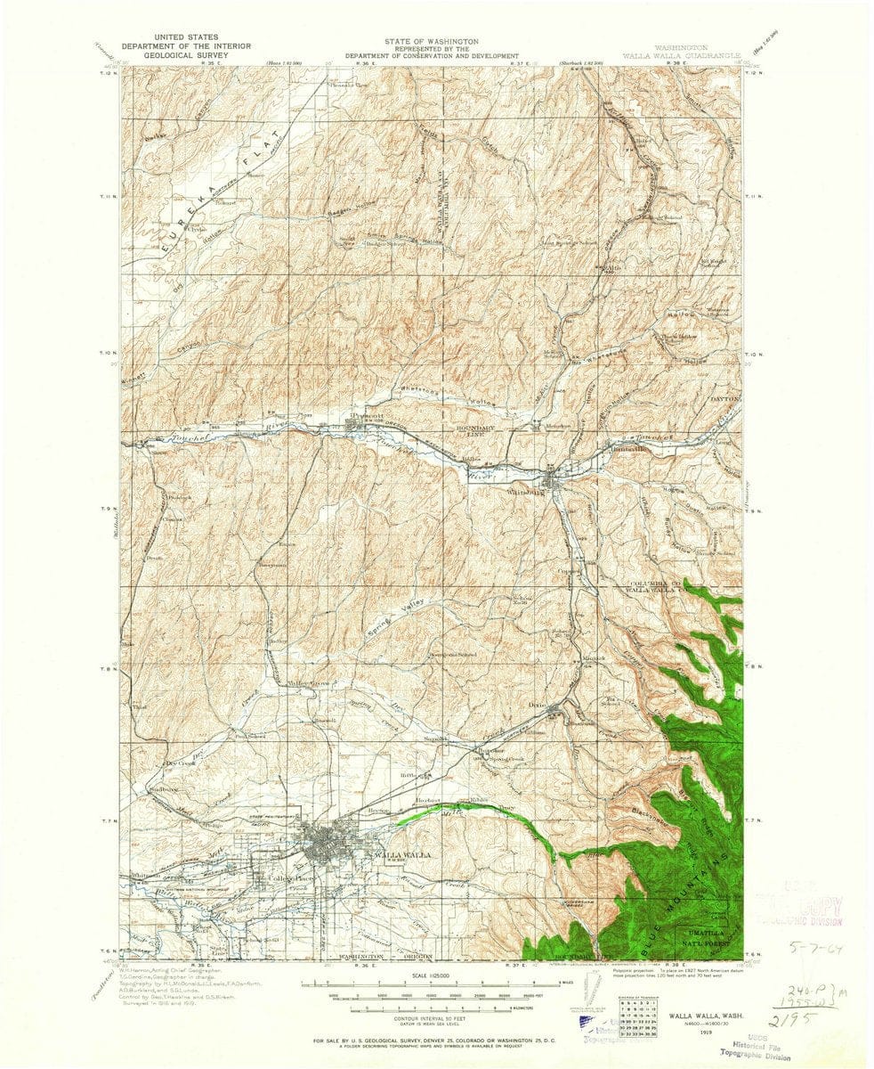 1919 Walla Walla, WA  - Washington - USGS Topographic Map