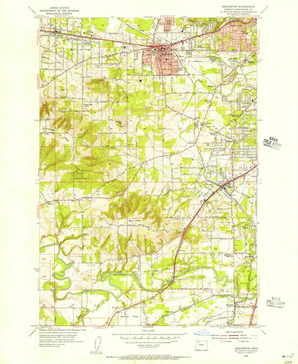 1954 Beaverton, OR  - Oregon - USGS Topographic Map