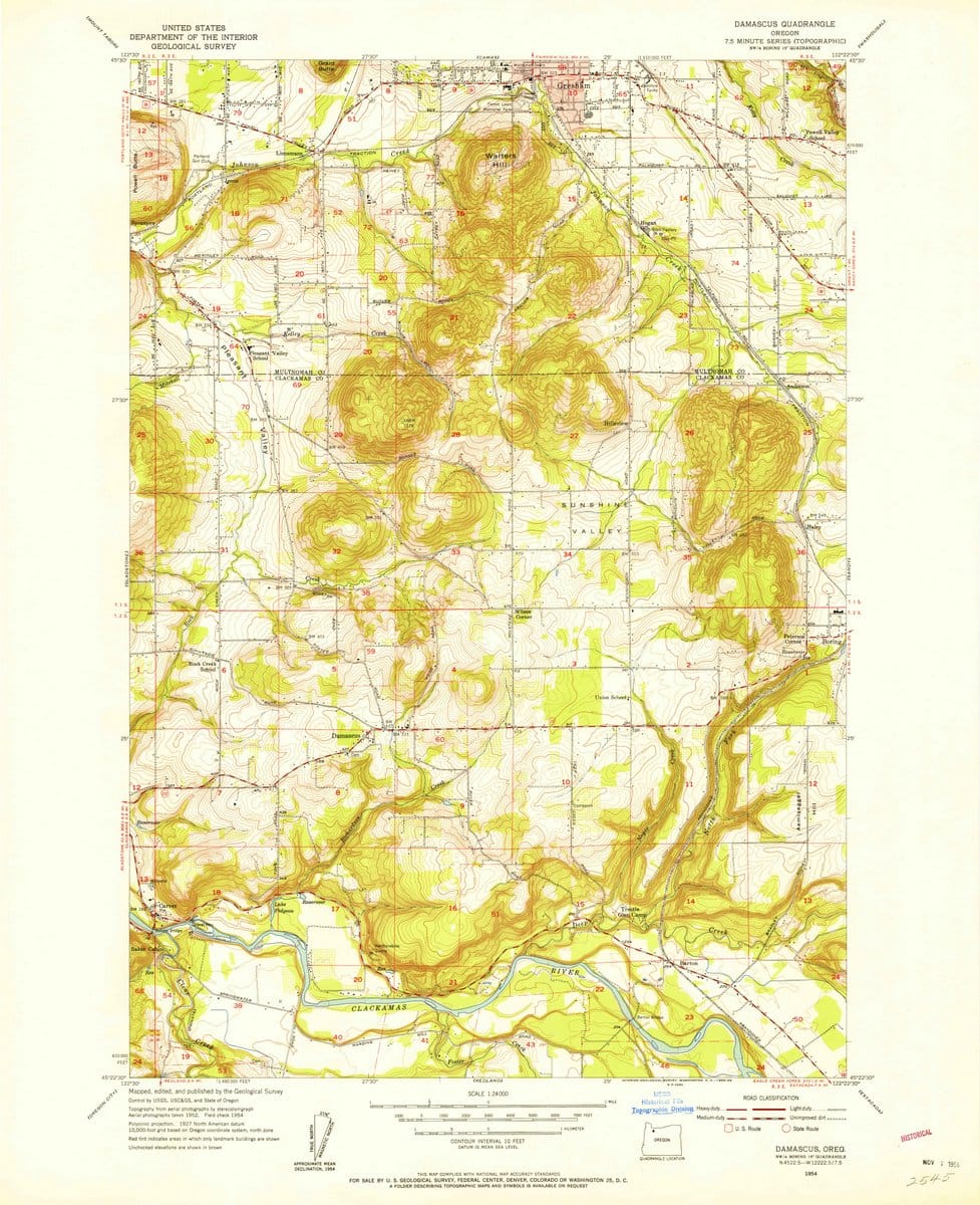 1954 Damascus, OR  - Oregon - USGS Topographic Map