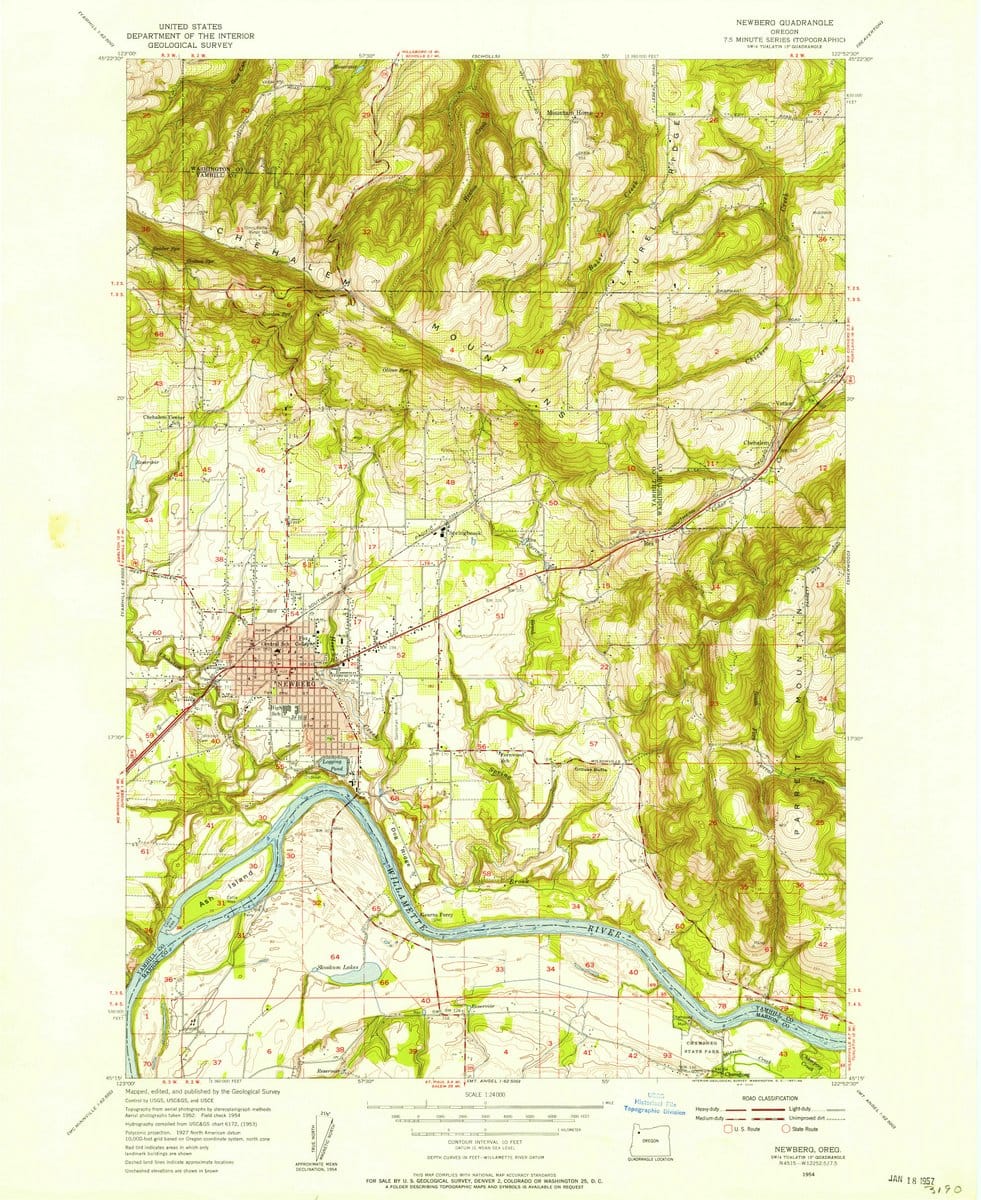 1954 Newberg, OR  - Oregon - USGS Topographic Map