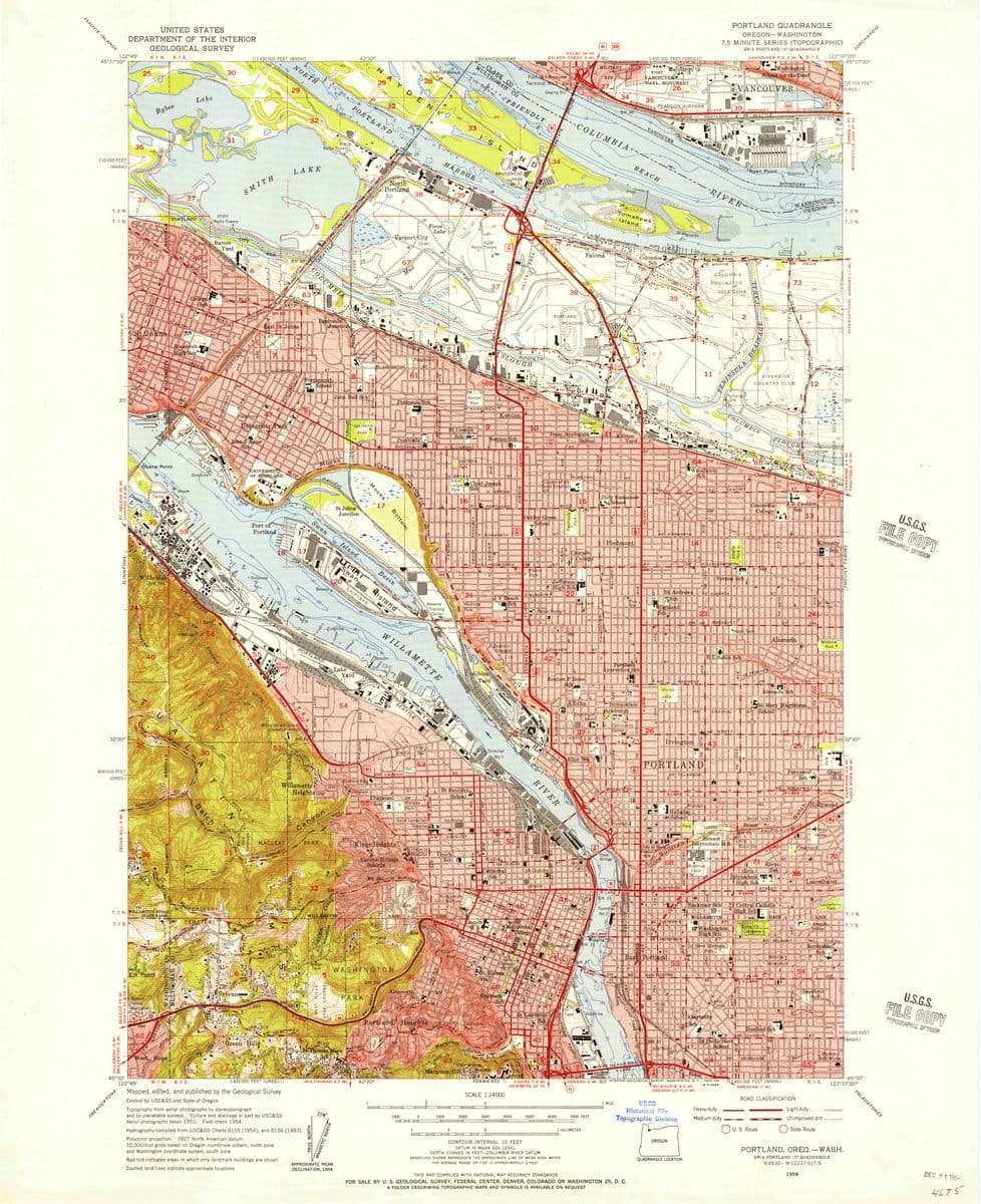 1954 Portland, OR  - Oregon - USGS Topographic Map