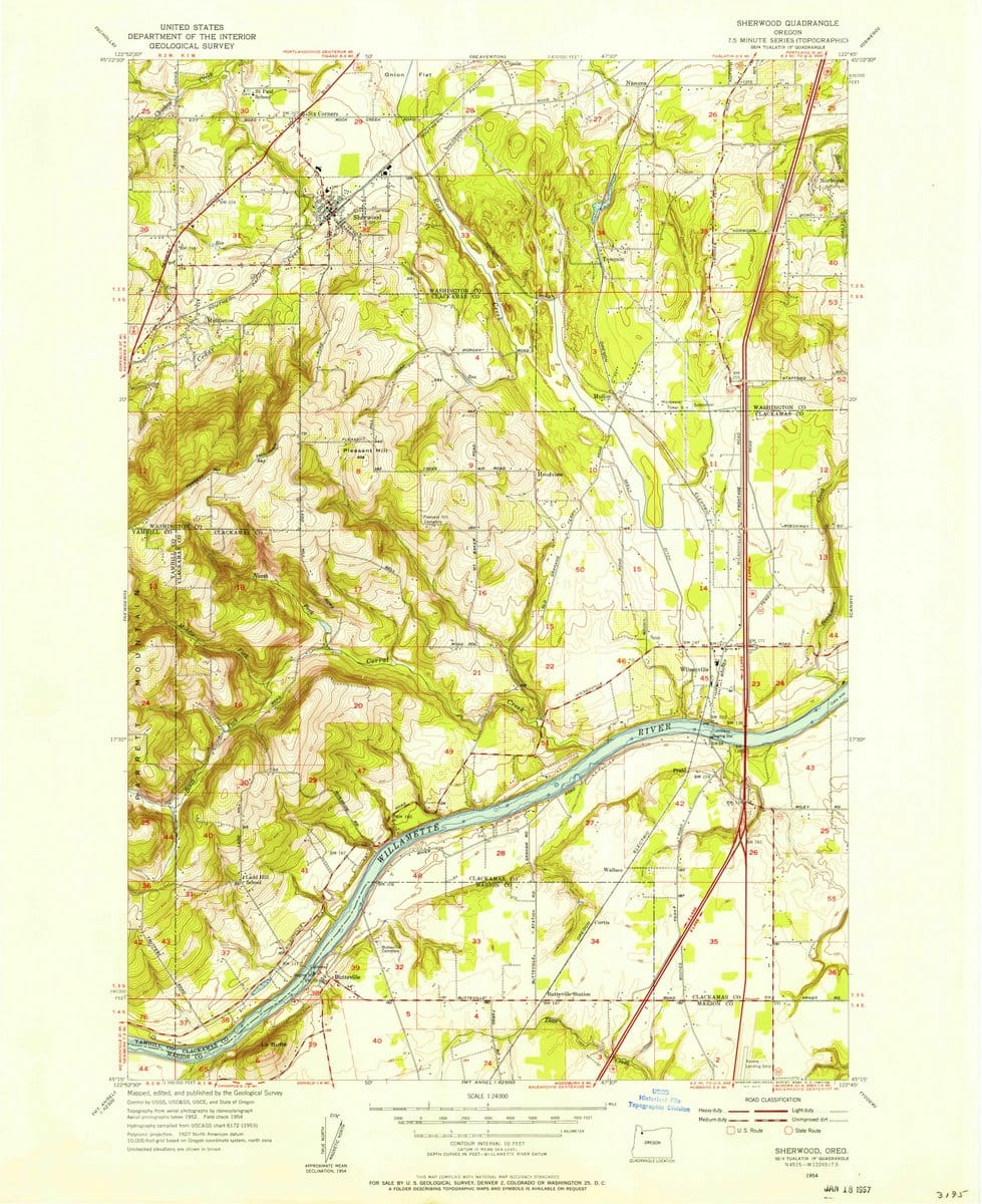 1954 Sherwood, OR  - Oregon - USGS Topographic Map
