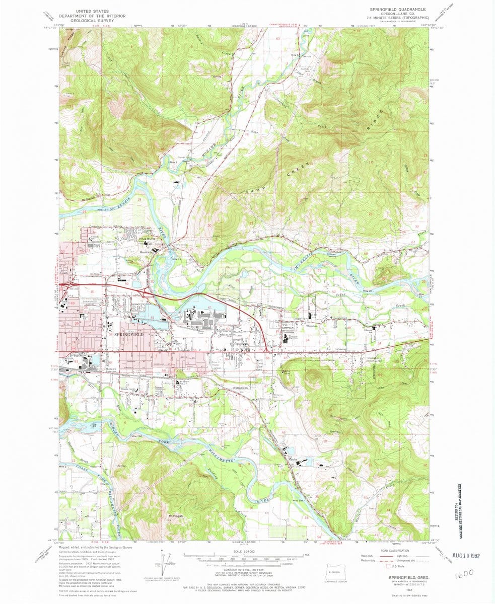 1967 Springfield, OR  - Oregon - USGS Topographic Map