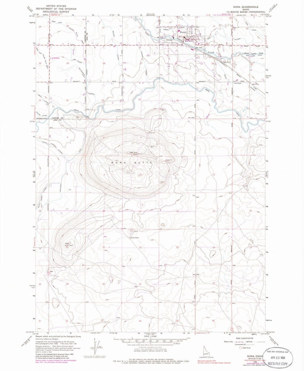 1958 Kuna, ID  - Idaho - USGS Topographic Map