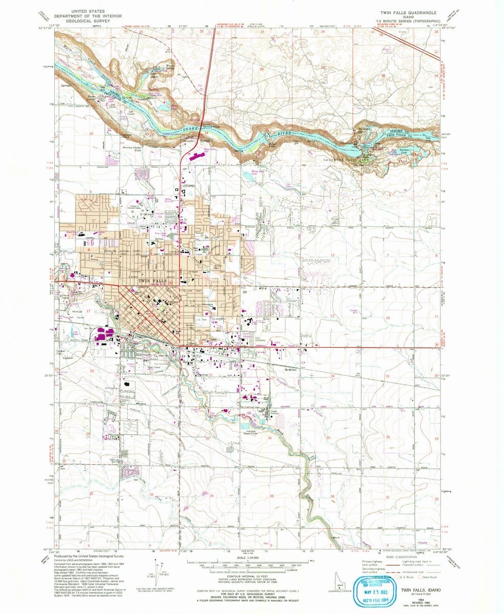 1964 Twin Falls, ID  - Idaho - USGS Topographic Map