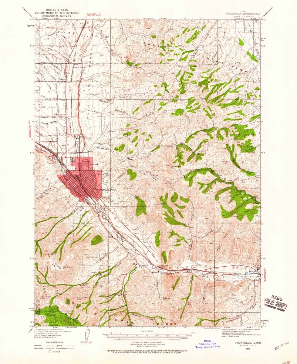 1937 Pocatello, ID  - Idaho - USGS Topographic Map
